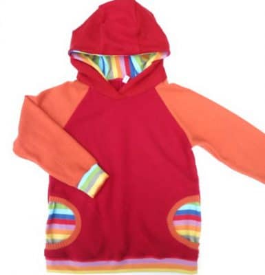 Hoodie  Kaschmir rot / orange mit Taschen Gr. 122