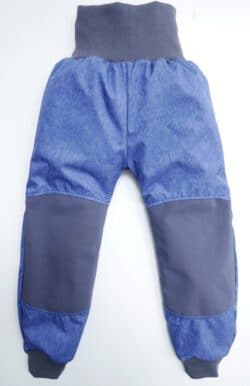 Regenhose Outdoorhose Softshell jeansblau/ grau mit Jerseyfutter Gr. 104 mit Gummizugbündchen