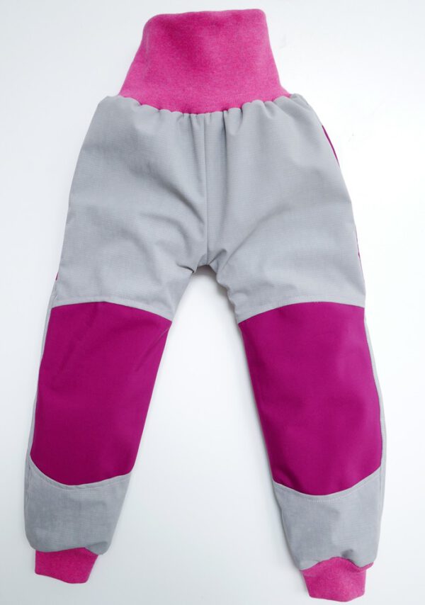 Regenhose Outdoorhose Canvas silbergrau / beere mit Reflektormuster