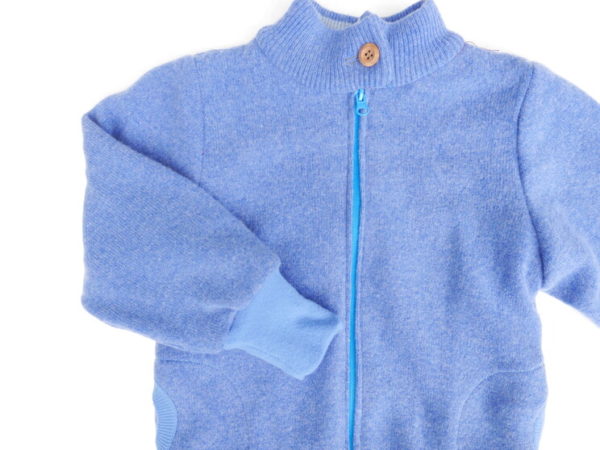 Wolljacke 100% Wolle / Lammwollfutter himmelblau 116 / 122 – Bild 4