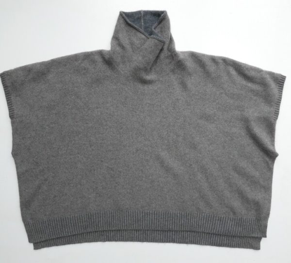 Daddys Daughters Poncho 100% dicker Kaschmir grau/braun Gr. M 38, 40 bis hin zu XL