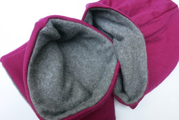 Beanie + Loop Set  Schurwolle & 100% Kaschmirfutter  fuchsia, Gr. L, sofort lieferbar – Bild 4
