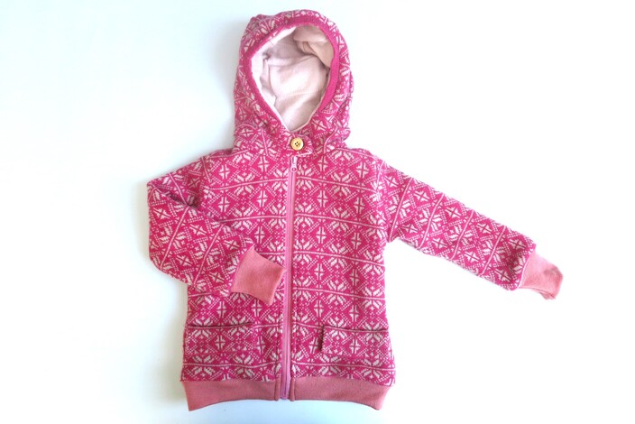 Wolljacke mit Kaschmirfutter Norweger Muster hell pink Gr. 92 / 98 / 104