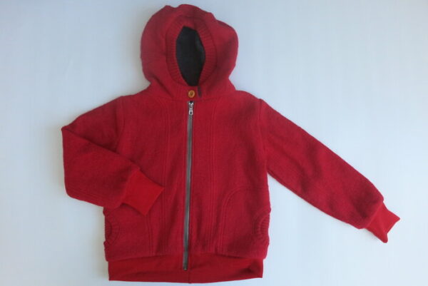 Walkjacke mit 100% Kaschmirfutter Feuerwehrrot  Gr.  128 / 134