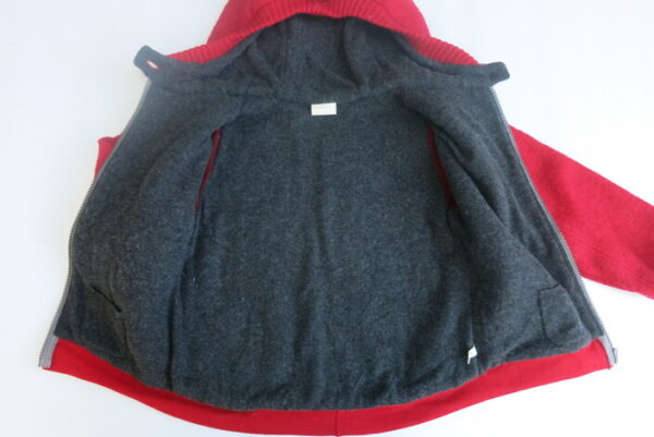 Walkjacke mit 100% Kaschmirfutter Feuerwehrrot  Gr.  128 / 134 – Bild 3