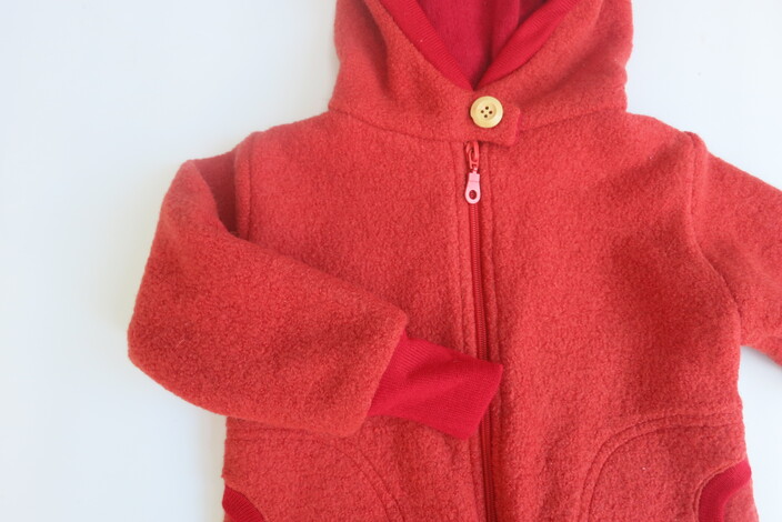 Walkjacke mit Kaschmirfutter hellrot / orange Gr. 86 / 92 – Bild 4