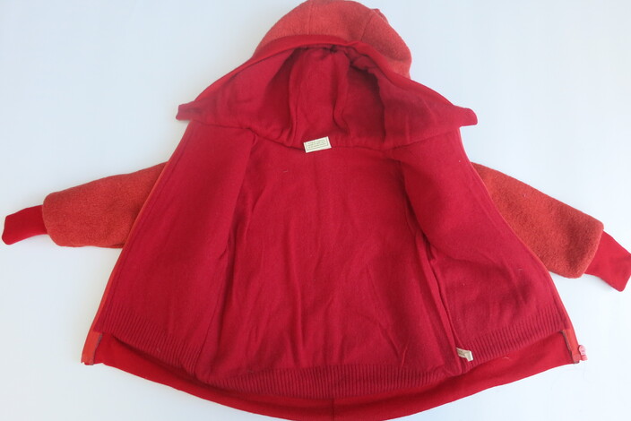 Walkjacke mit Kaschmirfutter hellrot / orange Gr. 86 / 92 – Bild 2