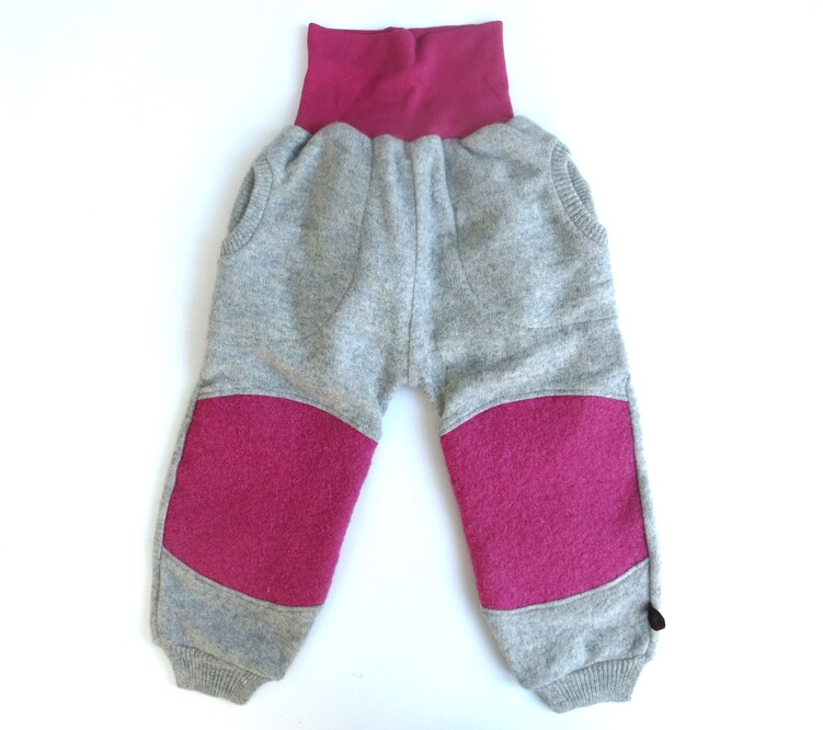 Thermo Outdoorhose Kaschmir & Walk grau hell & pink Gr. 80 / 86 sofort lieferbar