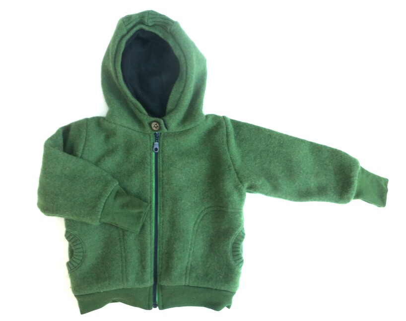 Walkjacke mit Wollfutter grün Gr. 80 / 86 / 92