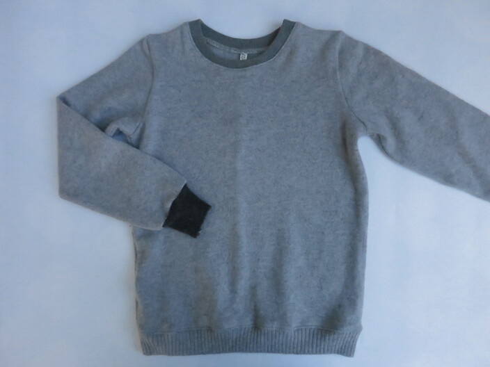 Basic Pullover 100% Merinopullover steingrau, Gr. 116 / 122 sofort lieferbar