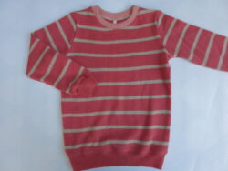 Basic Pullover 100% Kaschmir pop orange, gestreift, Gr. 122 / 128  B-Ware, sofort lieferbar