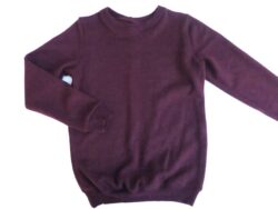 Basic Pulli 100% Merinowolle, dunkle beere, Gr. 116 / 122 sofort lieferbar