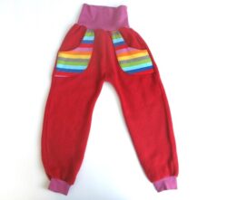 Kuschelhose Kaschmir rot, Regenbogen Taschen Gr. 92 / 98, B-Ware