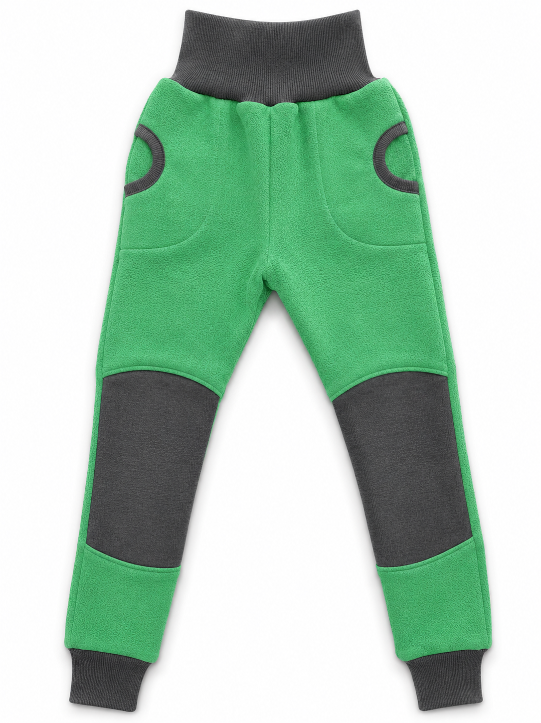 Leggins 100% Kaschmirfleece mit Schurwoll Verstärkung grün / dunkelgrau Gr. 104, schnell lieferbar