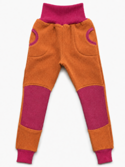 Leggins 100% Kaschmirfilz mit Walk Verstärkung orange / pink Gr. 152 schnell lieferbar
