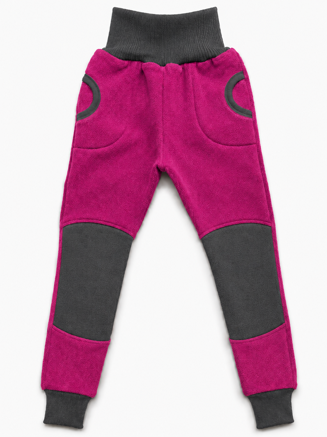 Leggins 100% Kaschmir mit Softshell Verstärkung magenta/grau Gr. 122 sofort lieferbar