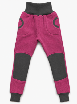 Leggins 100% Kaschmir mit Softshell Verstärkung magenta/grau Gr. 104 sofort lieferbar