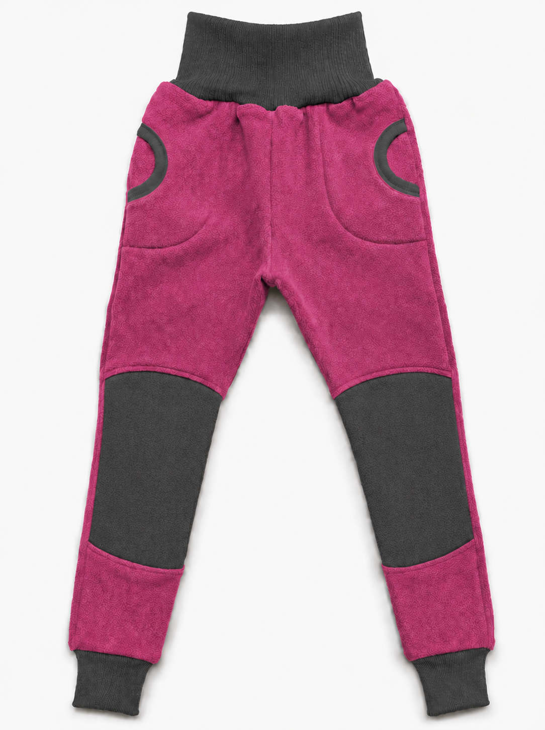 Leggins 100% Kaschmir mit Softshell Verstärkung magenta/grau Gr. 104 sofort lieferbar
