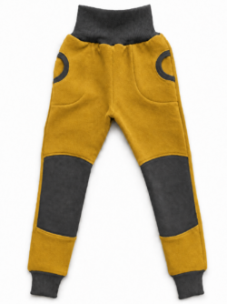 Leggins 100% Kaschmir mit Softshell Verstärkung senf/grau Gr. 86 sofort lieferbar