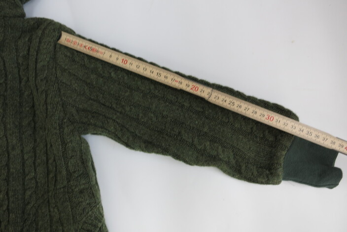 Wolljacke mit 100% Kaschmirfutter grün Zopfmuster Gr. 104 / 110 – Bild 3