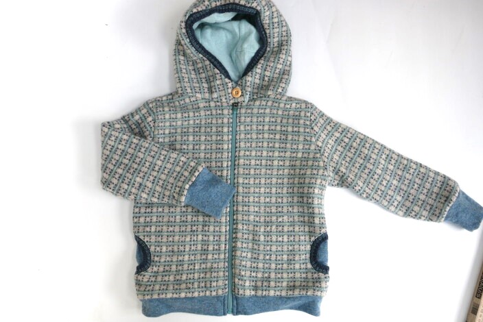 Wolljacke mit 100% Kaschmirfutter mate Muster Gr. 104 / 110